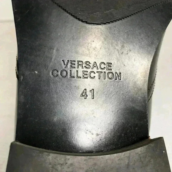 Versace Mens Black Patent Leather Italy Slip-On Loafer Dress Shoes Size 41 - Picture 7 of 8